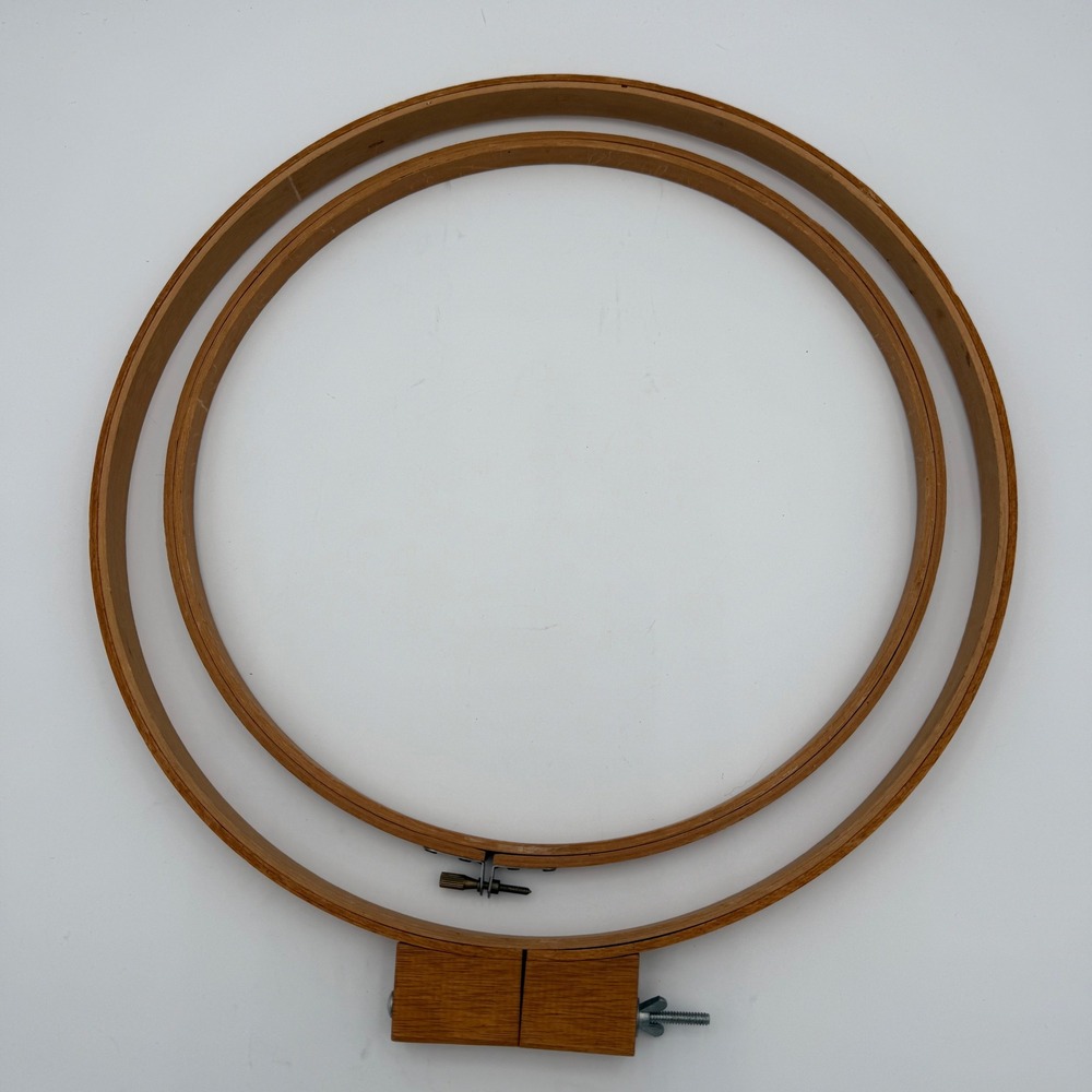 Vintage Wooden Embroidery Hoops Lot 12 Inch and 14 Inch Quilting Hoop Set
